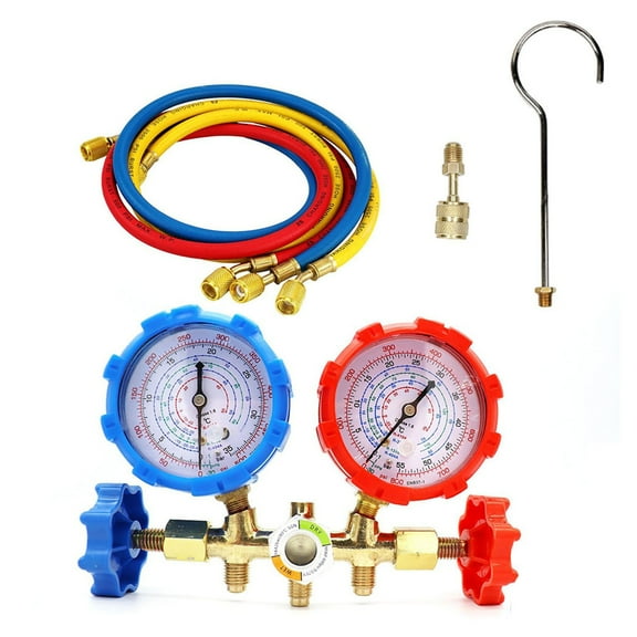 Girlsshop Ac Manifold Gauge Set for R134A R1234Yf, Automotive 4 Way Car Ac Gauge Set