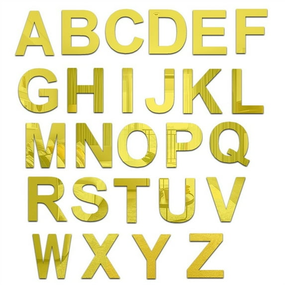Girlsshop Acrylic Mirror Wall Stickers 26 Alphabet English Letters Diy Party Decor Gold,K
