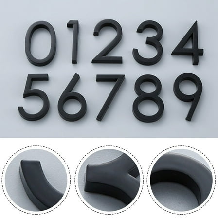 Girlsshop Adhesive Glossy 3D House Number Door Plate Sign Outdoor Hotel Room Number Black,0
