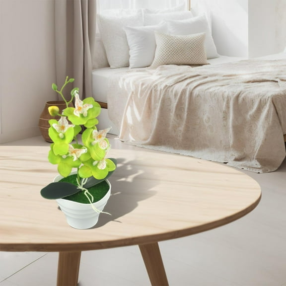 Girlsshop Artificial Flower Five-Head Phalaenopsis Bonsai Set Artificial Flowers,green