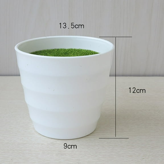 Girlsshop Artificial Lawn Vase White Plastic Thick Plant Flower Pot Home Garden Decor