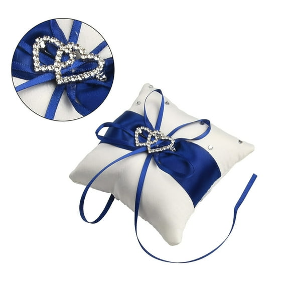 Girlsshop Bridal Wedding Ceremony Ring Bearer Pillow Cushion Crystal Double Colour Heart ,blue