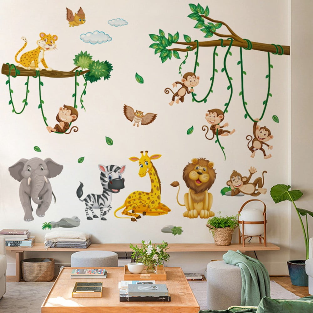 Girlsshop Cartoon Jungle Animal Wall Sticker Kid Room Boy Bedroom Decor ...