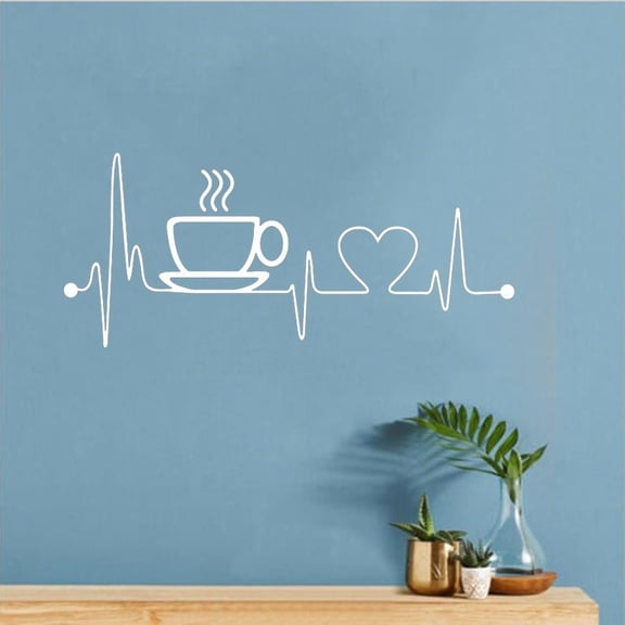 Girlsshop Creative Coffee Cup Pvc Wall Sticker Cafe Kitchen Decoration 26*58Cm Detachable,White