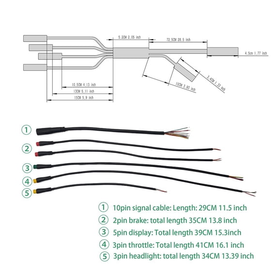Girlsshop Electric Bicycle Waterproof Wire Harness