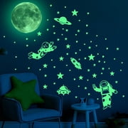 Girlsshop Glow In The Dark Star Glow Moon And Space Wall Decals Astronaut Universe Sticker