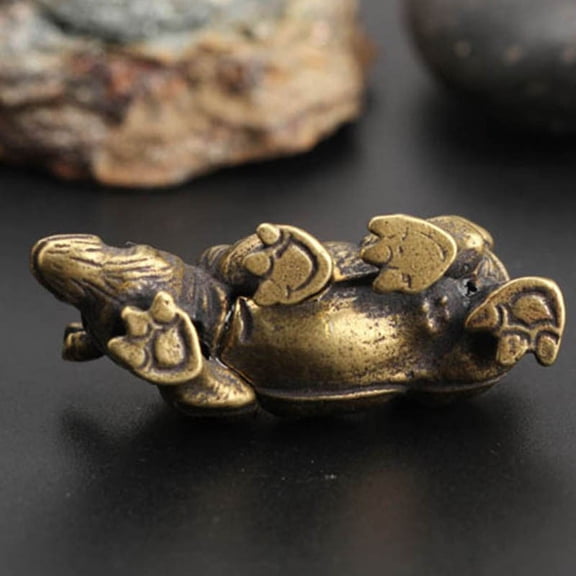 Girlsshop Handmade Crafts Mini Copper Rhino Sculpture Home Office Decor Ornament Toy