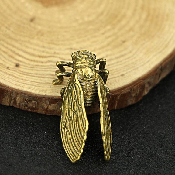 Girlsshop Handmade Creative Pure Brass Cicada Collection Exquisite Statue Ornaments Decor