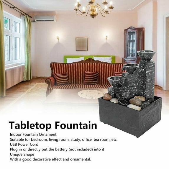 Girlsshop Indoor Tabletop Fountain Water Feature Led Lights Statues Home Decor Usb Charge