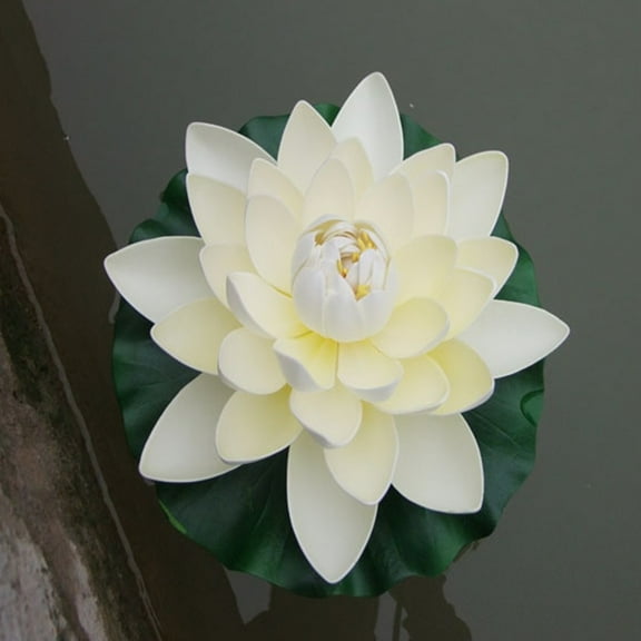 Girlsshop Large Artificial Floating Pond Lilly Pads Flowers Pool Water Decoration,Milky white