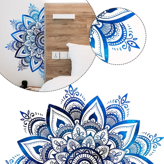 Girlsshop Mandala Lotus Vinyl Wall Sticker Lotus Flower Datura Zen Decor Decals Sticker