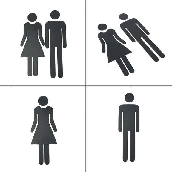 Girlsshop Men & Women Toilet Loo Bathroom Restroom Wc Door Sign Adhesive Indicator Plaque,Black