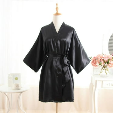 Girlsshop Mens Silk Satin Long Robes Summer Wrap Dressing Gown Bathrobe Nightgown Pajamas