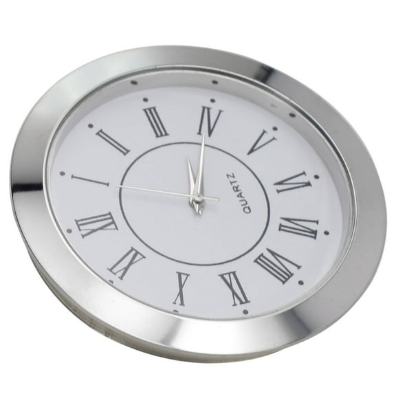Girlsshop Mini Clock Insert Quartz Movement Round 55Mm Round Quartz Clock Insert,silver Roman