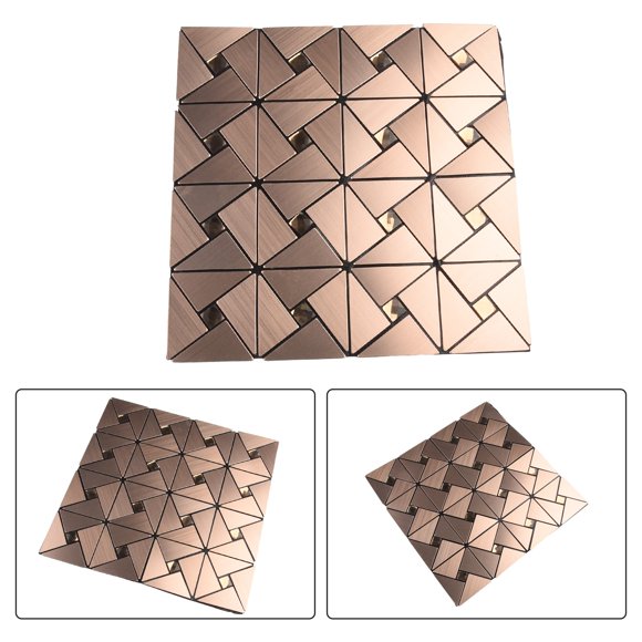 Girlsshop Mosaic Aluminum Backsplash Wall Tile Self Adhesive Peel And Stick Kitchen,Copper Color