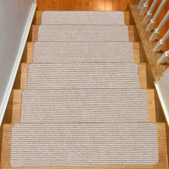 Girlsshop Non-Slip Solid Wood Carpet Stair Treads Floor Stair Protectors Device Wash Mat,Light brown