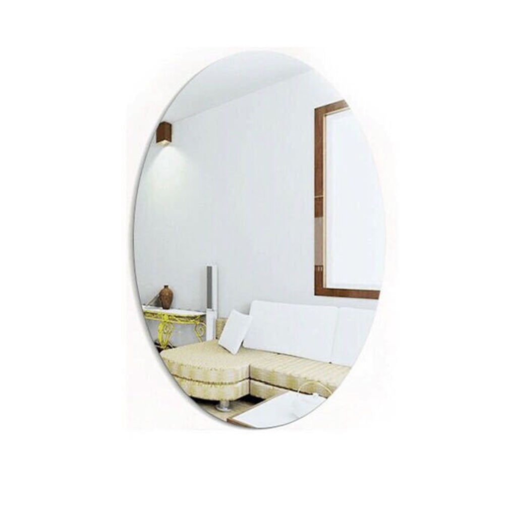Girlsshop Oval Square 3D Acrylic Mirror Wall Sticker Self Adhesive for Bathroom Home Decor,Oval