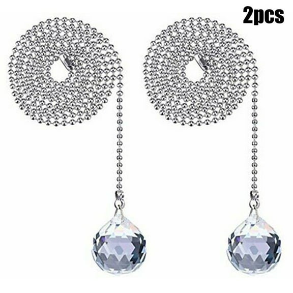 Girlsshop Pull Cord String For Bathroom Light Or Ceiling Switch Pack Of 2 Crystal Chrome