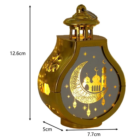Girlsshop Ramadan Decoration 2024 Led Lantern Light Eid Mubarak Ornaments,gold