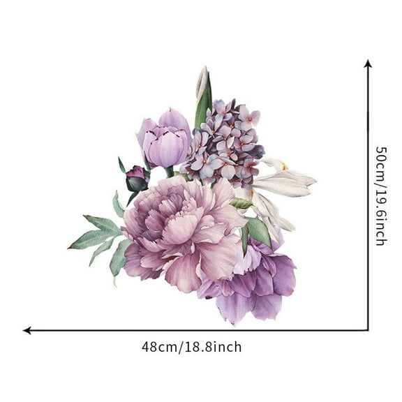Girlsshop Removable Purplepeony Flower Wall Sticker Art Mural Decal Home Decor Stickers