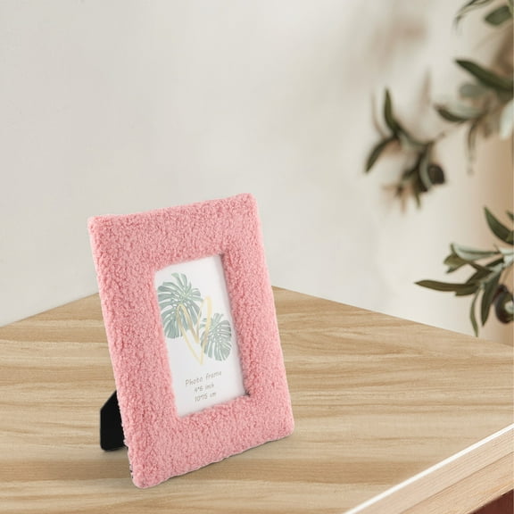 Girlsshop Simple And Fresh Square Photo Frame Exquisite Velvet Table 6 Inch Photo Frame,Pink