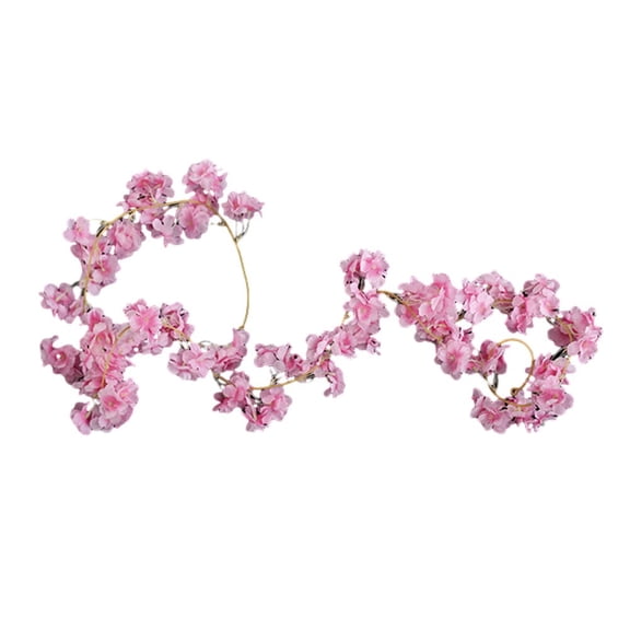 Girlsshop Simulated Cherry Blossom Rattan Flowers Wrapped Around Pipe Vines, dark pink