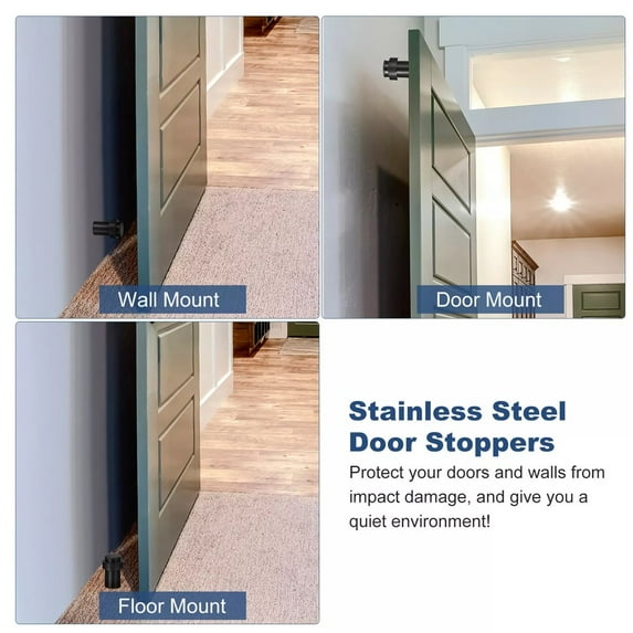 Girlsshop Stainless Steel Door Stoppers, Stylish Floor Mount Door Stops Door Stoppers
