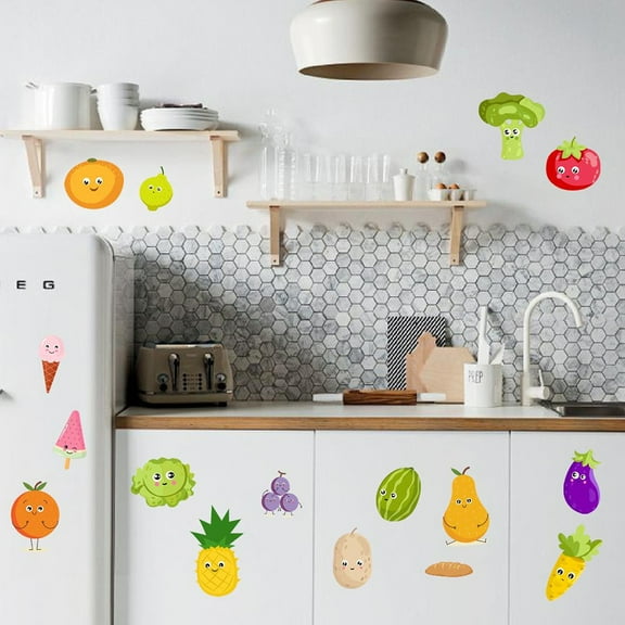Girlsshop Vegetable Fruit Kitchen Sticker Anti-Oil Paste Waterproof Removable Wall Sticker