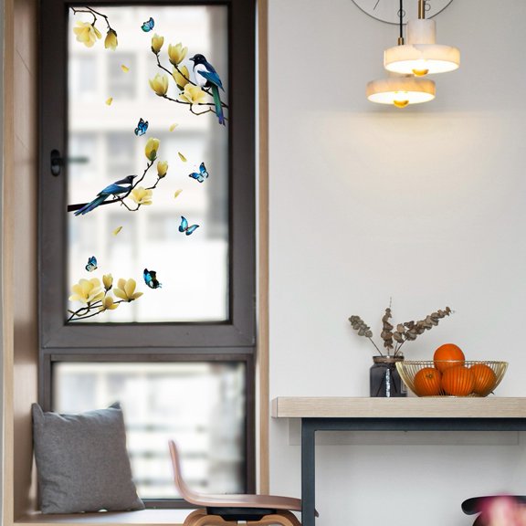 Girlsshop Wall Sticker Decals Decor Branch Flower Bird Electrostatic Glass Sticker