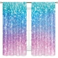 thumbnail image 1 of Girly Blue Purple Teal Curtains 42W x 63L Inch Rod Pocket Not Glitter Colorful Pink Spot Girls Bedroom Decor Ombre Turquoise Dots Mermaid Princess Living Room Window Drapes Fabric 2 Panel, 1 of 6