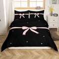 thumbnail image 1 of Girly Bowknot Duvet Cover King Size Dreamy Princess Style Bedding Set 3pcs Kawaii Polka Dots Comforter Cover Bedroom Decor Pink Black Quilt Cover,2 Pillowcases(Not Comforter), 1 of 5