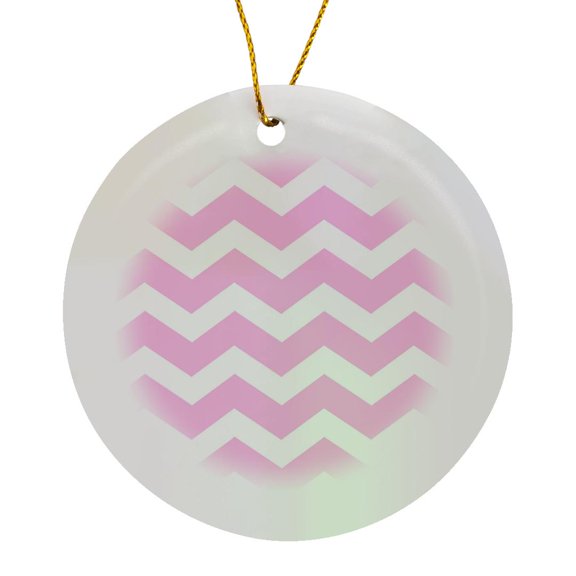 3drose, Girly Bubblegum Pink and White Zig Zag Chevron Pattern. Bright Zigzags, Circle Porcelain Ornament