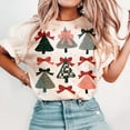 thumbnail image 1 of Girly Coquette Christmas Tree T-Shirt – Pink Bow Holiday Tee with Retro Tree and Bright Festive Colors, 1 of 5