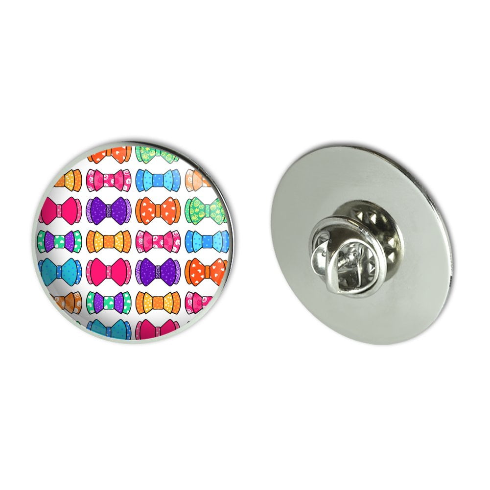 Girly Cute Colorful Bows Pattern Metal 1.1" Tie Tack Hat Lapel Pin