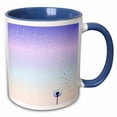 thumbnail image 1 of 3drose, Girly Dandelion Seed Head Flower with Flying Seeds in Lilac Purple Sunrise, 15oz Two-tone Blue Mug, 1 of 6