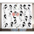 thumbnail image 1 of Ambesonne Fashion Curtains 2 Panel Set, Woman Heart Tattoo Model, 108" x 84", White and Black, 1 of 3
