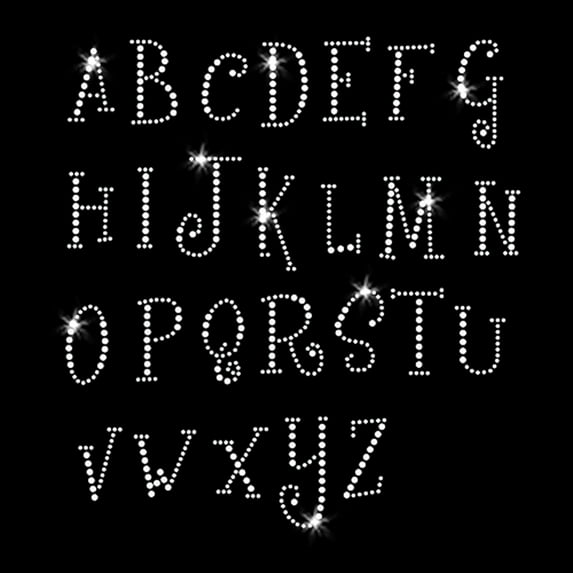 Girly Font Uppercase Alphabet Iron-on Rhinestone Transfer by JCS Rhinestones