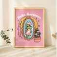 thumbnail image 1 of Girly Frog Self Love Wall Print, Positivity Hello Gorgeous Quote, Pink Retro Posters, Bathroom Y2K Poster Prints, Dorm Room Decor UNFRAMED, 1 of 5