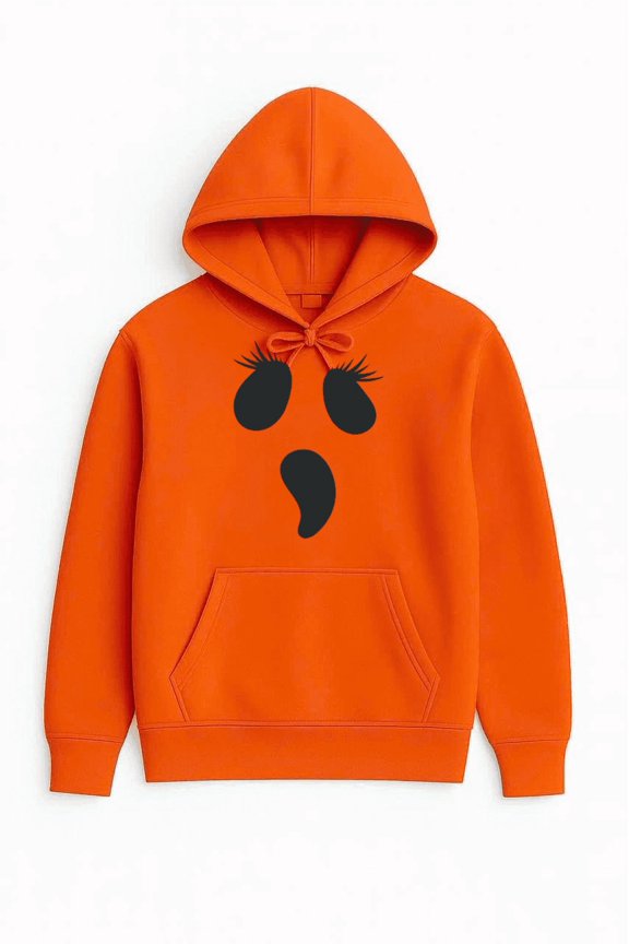 Girly Ghost With Eyelashes Cute Halloween Spooky Cartoon Graphic Hoodie Shirt, for men & women, up to size 5XL