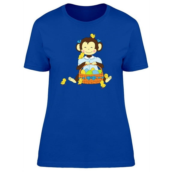 Girly Monkey With Easter Eggs T-Shirt Women -Image by Shutterstock, Female Large