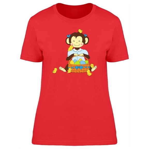 Girly Monkey With Easter Eggs T-Shirt Women -Image by Shutterstock, Female Medium