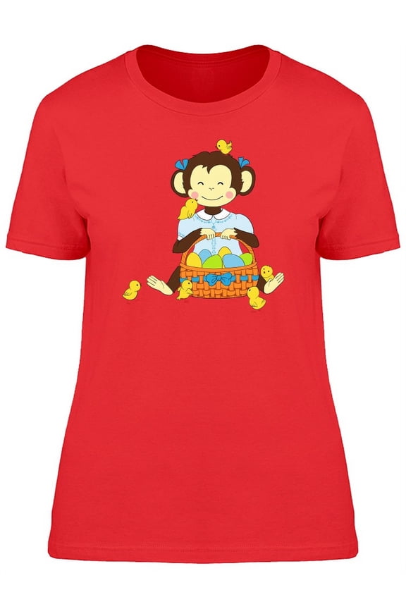 Girly Monkey With Easter Eggs T-Shirt Women -Image by Shutterstock, Female Medium