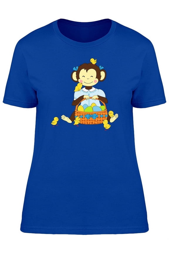 Girly Monkey With Easter Eggs T-Shirt Women -Image by Shutterstock, Female Medium