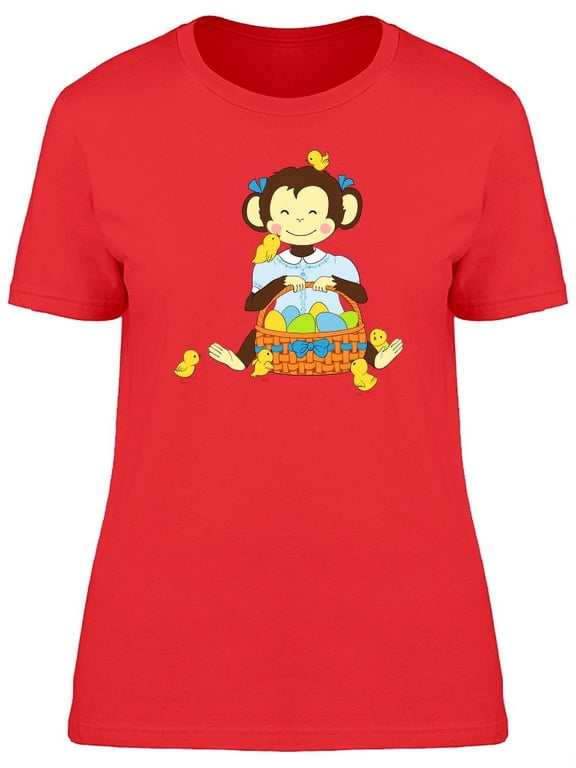 Girly Monkey With Easter Eggs T-Shirt Women -Image by Shutterstock, Female Small