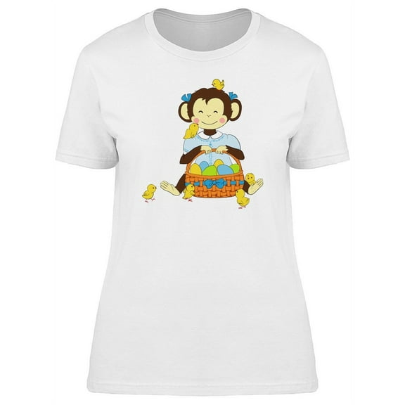 Girly Monkey With Easter Eggs T-Shirt Women -Image by Shutterstock, Female x-Large