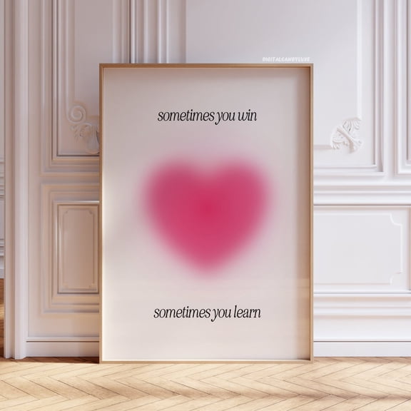Girly Pink Art Aesthetic Heart Aura Art Dorm Decor, Stretched Canvas Size 16x24