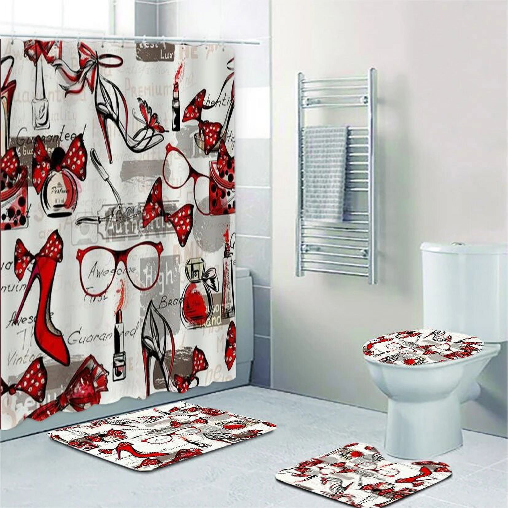 Girly Pink High Heels Lipstick Makeup Bathroom Curtain Shower Curtain Set  for Bathroom Set Girl Nail Cosmetics Bathroom Decor - Walmart.com, image size:1654x1654