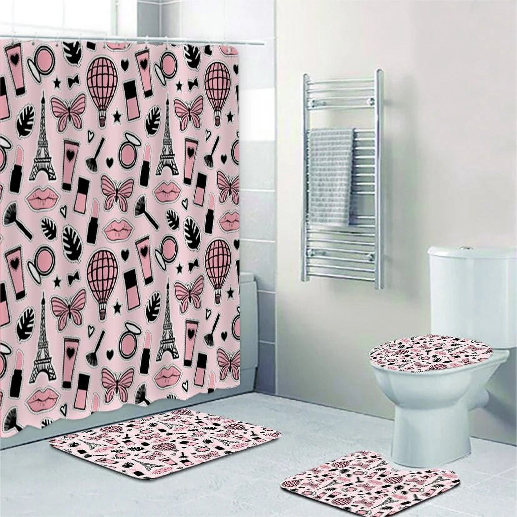 Girly Pink High Heels Lipstick Makeup Bathroom Curtain Shower Curtain Set  for Bathroom Set Girl Nail Cosmetics Bathroom Decor - Walmart.com, image size:1654x1654