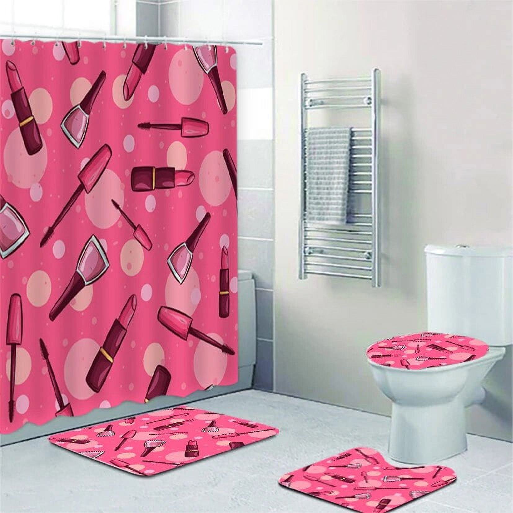 Girly Pink High Heels Lipstick Makeup Bathroom Curtain Shower Curtain Set  for Bathroom Set Girl Nail Cosmetics Bathroom Decor - Walmart.com, image size:1654x1654
