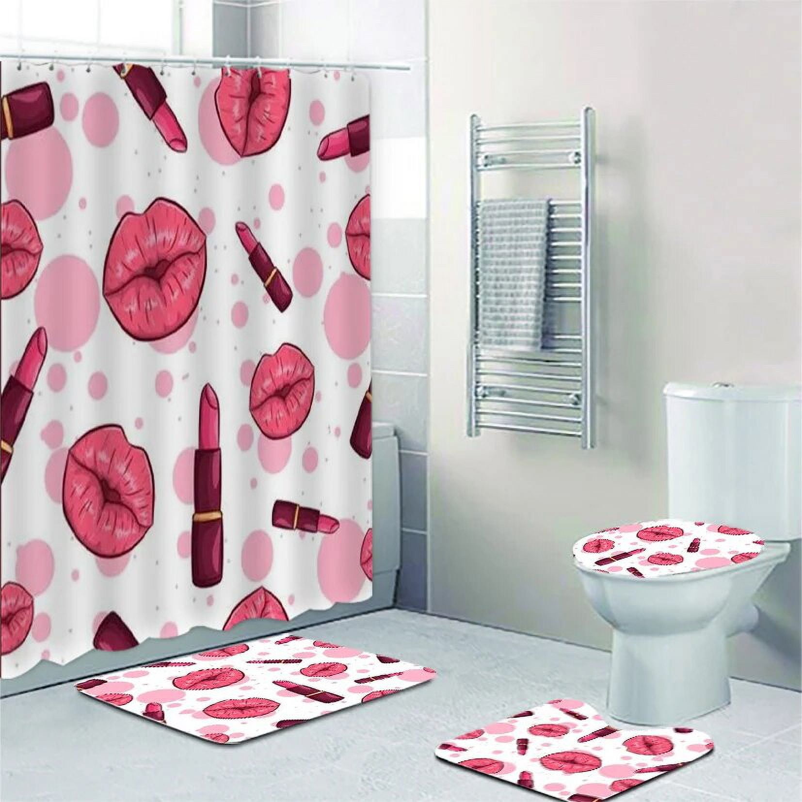 Girly Pink High Heels Lipstick Makeup Bathroom Curtain Shower Curtain Set  for Bathroom Set Girl Nail Cosmetics Bathroom Decor - Walmart.com, image size:1654x1654